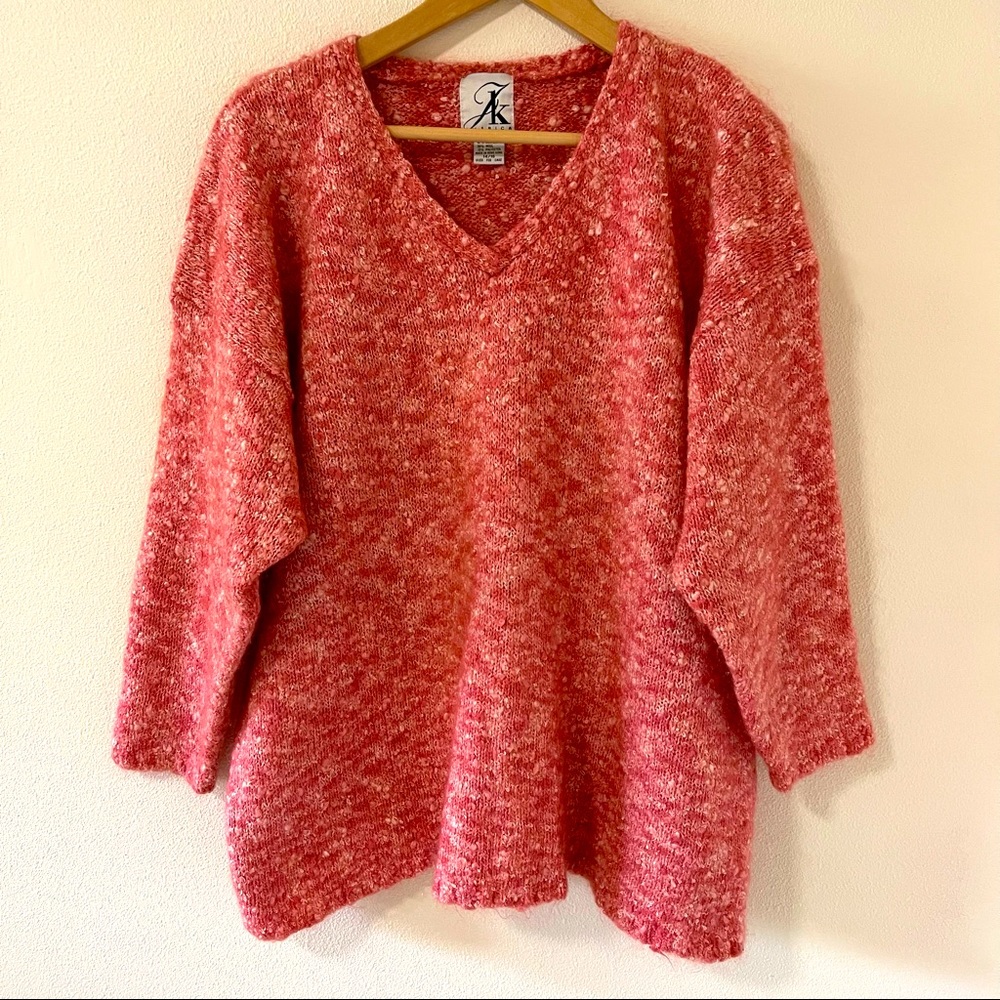 VTG JK America Wool Blend V-Neck Coral Sweater-14